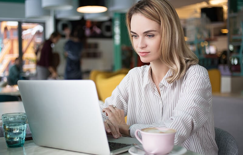 A woman using a laptop