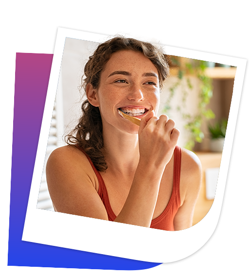 Woman brushing teeth