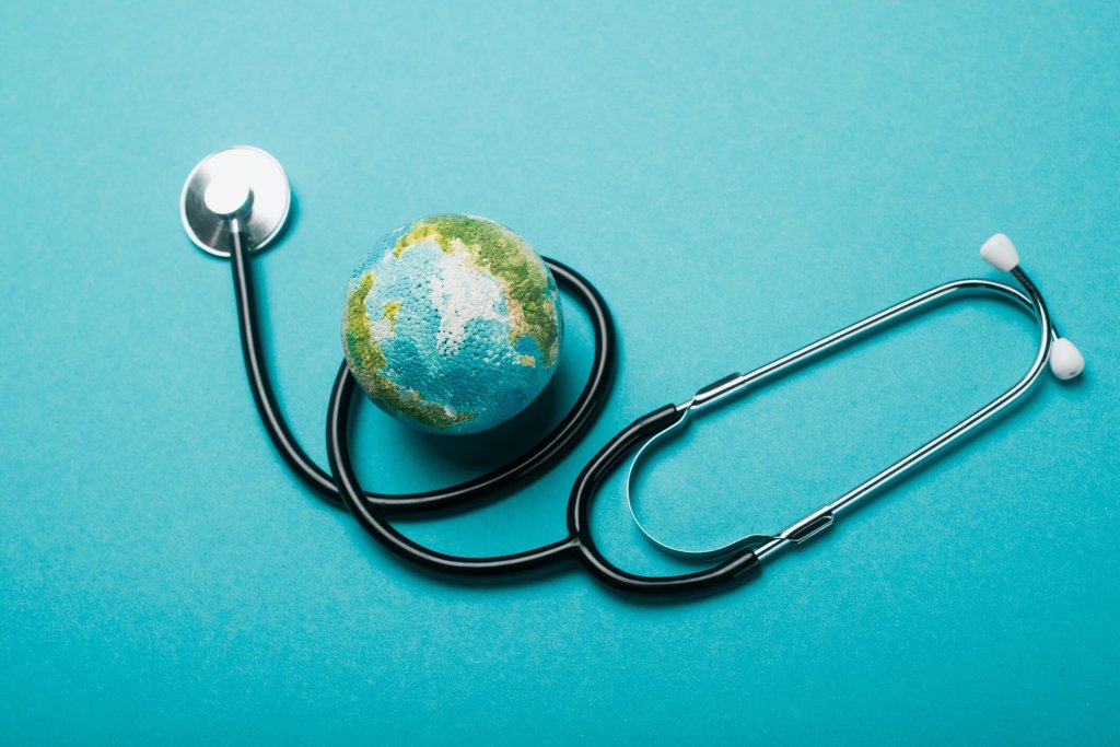 picture of Earth and a stethoscope