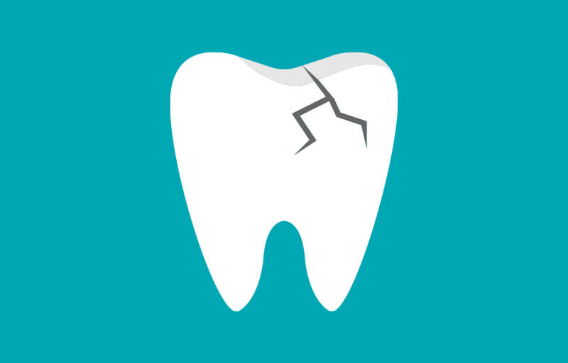 Large crack in a cartoon tooth