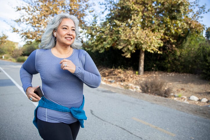 A woman jogging