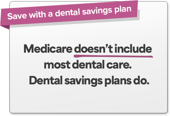 Medicare doesn't include most dental care. Dental savings plans do.