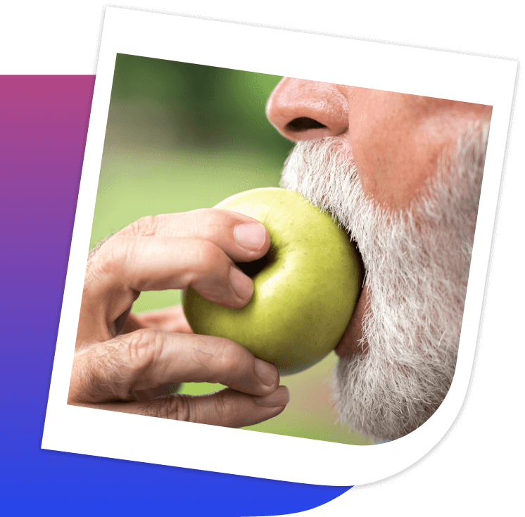 man eating apple