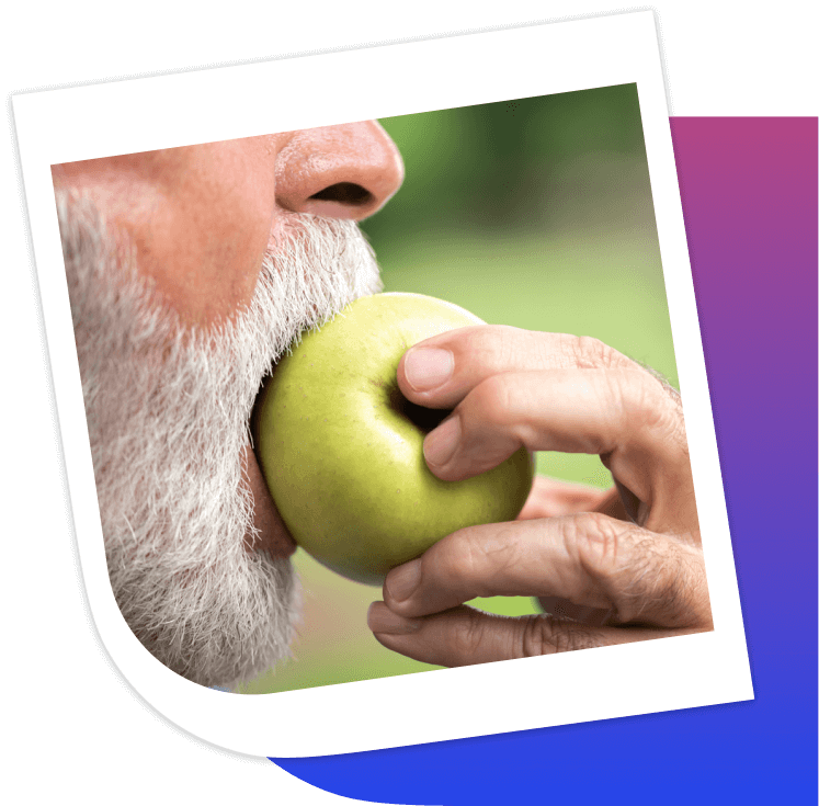 man eating apple